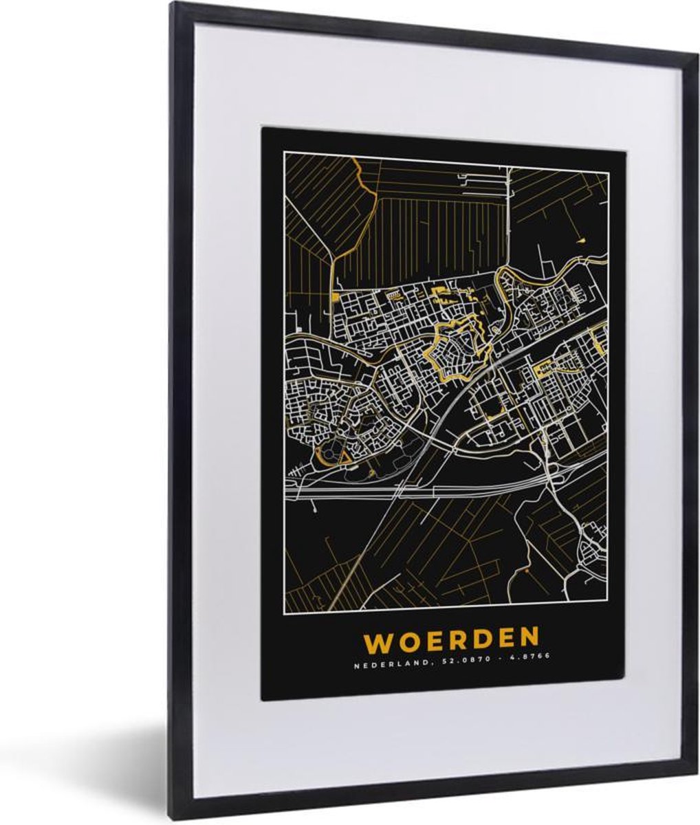 Fotolijst Incl Poster Plattegrond Woerden Goud Zwart X Cm Posterlijst Bol Com