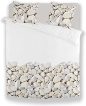 Experience Dekbedovertrek White Stones - 100% Katoen Satijn Lits-jumeaux - 240 x 200/220 cm + 2 slopen 60x70 cm