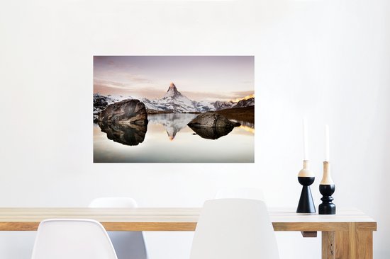 Vue du Stellisee sur le Cervin en Suisse Poster 60x40 cm - Tirage photo sur Poster (décoration murale salon / chambre)