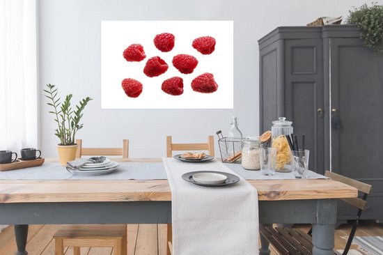 Poster Fruit - Framboos - Wit - 120x90 cm