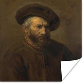Poster Zelfportret - Schilderij van Rembrandt van Rijn - 100x100 cm XXL