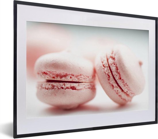 Cadre photo avec affiche - Gros plan de macarons roses - 40x30 cm - Cadre pour affiche