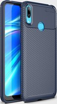 Huawei Y7 (2019) Hoesje - Mobigear - Racing Serie - TPU Backcover - Blauw - Hoesje Geschikt Voor Huawei Y7 (2019)