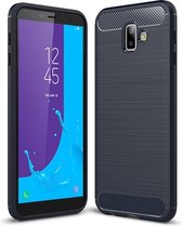 Samsung Galaxy J6 Plus Hoesje - Mobigear - Brushed Slim Serie - TPU Backcover - Marineblauw - Hoesje Geschikt Voor Samsung Galaxy J6 Plus