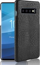 Samsung Galaxy S10 Hoesje - Mobigear - Croco Serie - Hard Kunststof Backcover - Zwart - Hoesje Geschikt Voor Samsung Galaxy S10