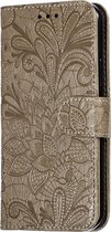 Apple iPhone 11 Pro Max Hoesje - Mobigear - Bloemen Serie - Kunstlederen Bookcase - Bruin - Hoesje Geschikt Voor Apple iPhone 11 Pro Max