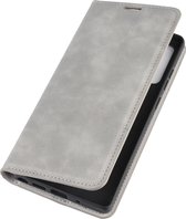 Samsung Galaxy Note20 Hoesje - Mobigear - Retro Slim Serie - Kunstlederen Bookcase - Grijs - Hoesje Geschikt Voor Samsung Galaxy Note20