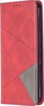 Apple iPhone 12 Pro Max Hoesje - Mobigear - Rhombus Slim Serie - Kunstlederen Bookcase - Rood - Hoesje Geschikt Voor Apple iPhone 12 Pro Max