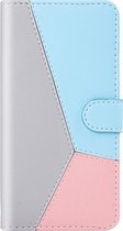 Apple iPhone 12 Mini Hoesje - Mobigear - Design Serie - Kunstlederen Bookcase - Blauw / Roze / Grijs - Hoesje Geschikt Voor Apple iPhone 12 Mini