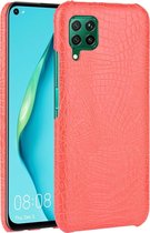 Huawei P40 Lite Hoesje - Mobigear - Croco Serie - Hard Kunststof Backcover - Rood - Hoesje Geschikt Voor Huawei P40 Lite