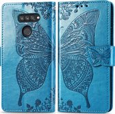 LG K50s Hoesje - Mobigear - Butterfly Serie - Kunstlederen Bookcase - Blauw - Hoesje Geschikt Voor LG K50s