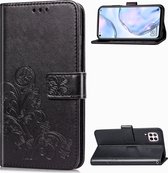 Huawei P40 Lite Hoesje - Mobigear - Clover Serie - Kunstlederen Bookcase - Zwart - Hoesje Geschikt Voor Huawei P40 Lite