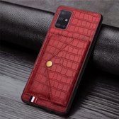 Samsung Galaxy A51 Hoesje - Mobigear - Croco Wallet Serie - Kunstlederen Backcover - Rood - Hoesje Geschikt Voor Samsung Galaxy A51