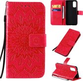 Mobigear Telefoonhoesje geschikt voor Samsung Galaxy S20 Hoesje | Mobigear Sunflower Bookcase Portemonnee | Pasjeshouder voor 2 Pasjes | Telefoonhoesje voor Pinpas / OV Kaart / Rijbewijs - Rood