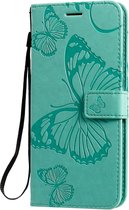 Xiaomi Redmi Note 8T Hoesje - Mobigear - Butterfly Serie - Kunstlederen Bookcase - Turquoise - Hoesje Geschikt Voor Xiaomi Redmi Note 8T