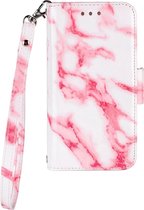 Apple iPhone XS Max Hoesje - Mobigear - Marble Serie - Kunstlederen Bookcase - Roze - Hoesje Geschikt Voor Apple iPhone XS Max