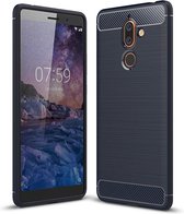 Nokia 7 Plus Hoesje - Mobigear - Brushed Slim Serie - TPU Backcover - Blauw - Hoesje Geschikt Voor Nokia 7 Plus