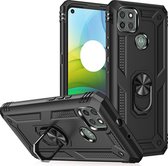 Motorola Moto G9 Power Hoesje - Mobigear - Armor Ring Serie - Hard Kunststof Backcover - Zwart - Hoesje Geschikt Voor Motorola Moto G9 Power