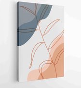 Botanical wall art vector set. Earth tone boho foliage line art drawing with abstract shape. 2 - Moderne schilderijen – Vertical – 1881805186 - 80*60 Vertical