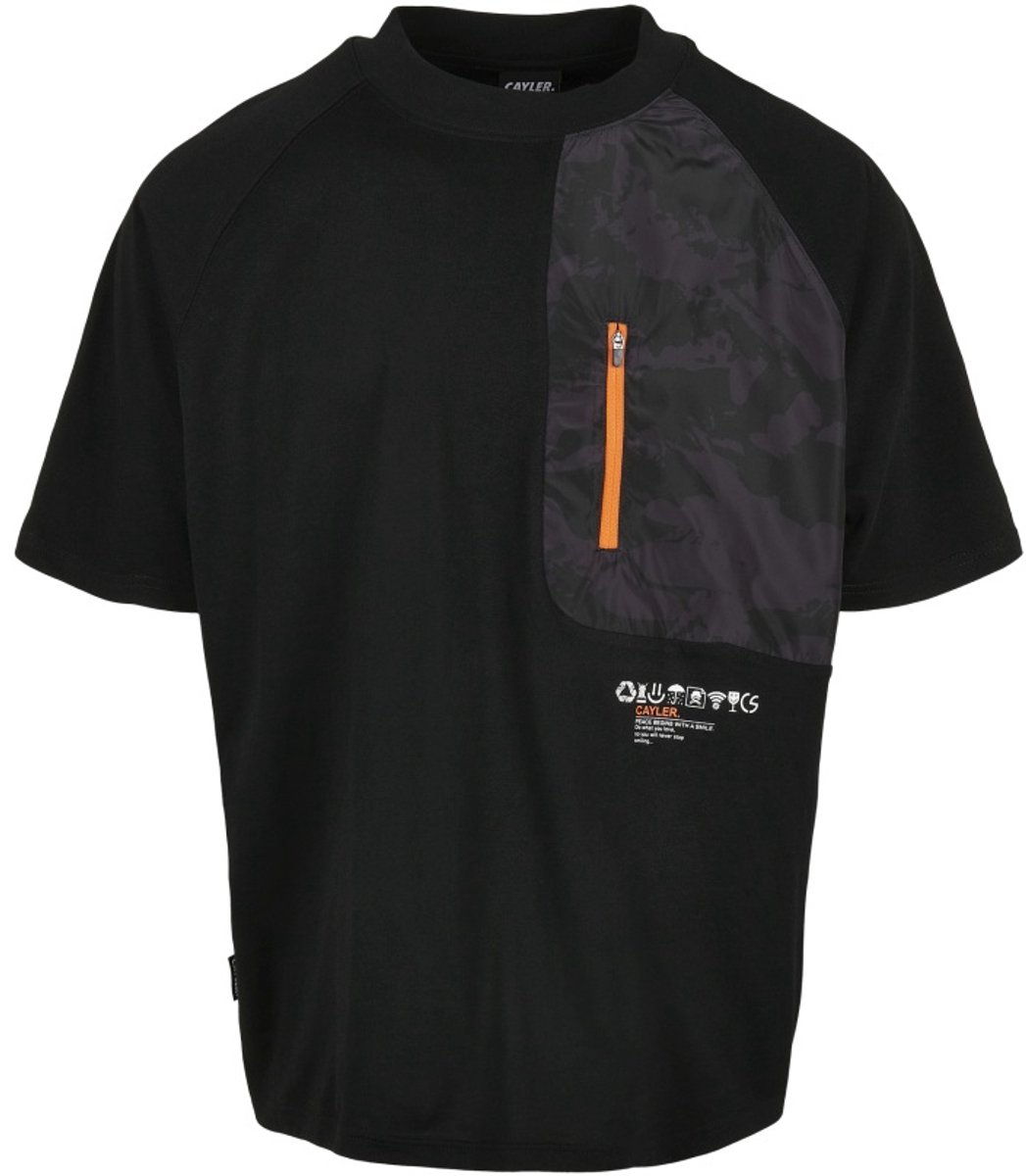Urban Classics Heren Tshirt -M- Mntn Camo Pocket Raglan Box Zwart
