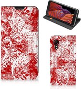 Book Style Case Samsung Galaxy Xcover 5 Enterprise Edition | Samsung Xcover 5 Smart Cover Angel Skull Red