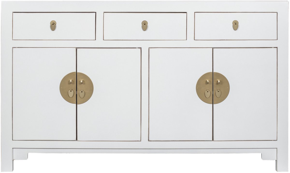 Fine Asianliving Chinese Dressoir Sneeuwwit - Orientique Collectie B140xD35xH85cm Chinese Meubels Oosterse Kast Sneeuw Wit