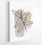 Earth tone boho foliage line art drawing with abstract shape 3 - Moderne schilderijen – Vertical – 1899757846 - 80*60 Vertical