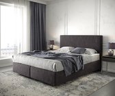 Bed Dream-Well Zwart 160x200 cm Microvezel stof met matras en topper boxspring-bed