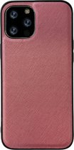 iPhone 11 Pro Max Back Cover Hoesje - Stof Patroon - Siliconen - Backcover - Apple iPhone 11 Pro Max - Roze