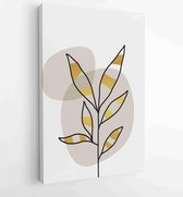 Golden and luxury pattern design with leaves line arts, Hand draw Organic shape design for wall framed prints, canvas prints, poster, home dec 4 - Moderne schilderijen – Vertical –