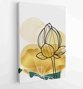 Golden lotus and abstract wall arts vector collection. 4 - Moderne schilderijen – Vertical – 1875718870 - 40-30 Vertical