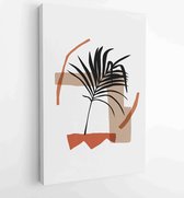 Botanical wall art vector set. Earth tone boho foliage line art drawing with abstract shape. 3 - Moderne schilderijen – Vertical – 1881390325 - 80*60 Vertical