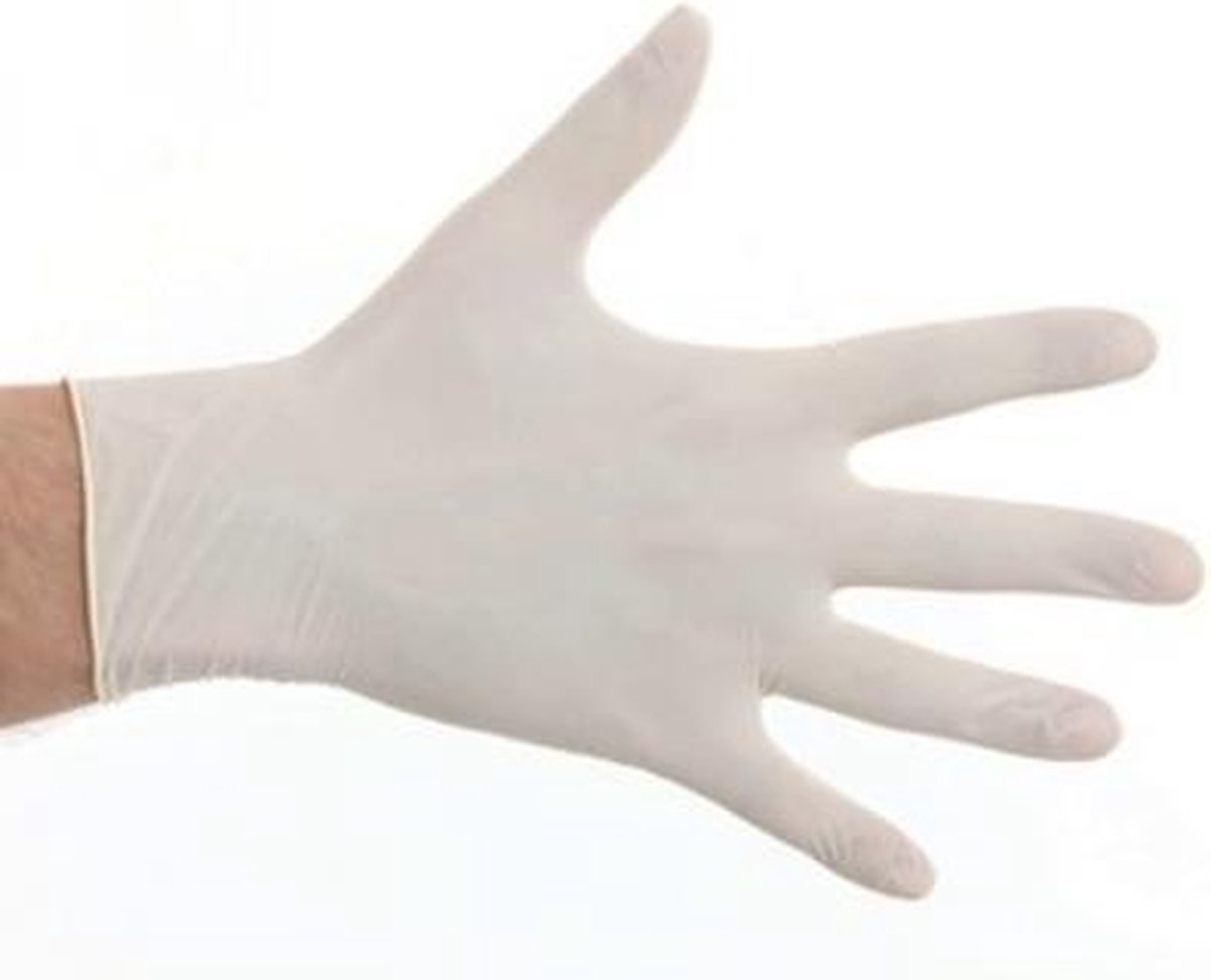 CMT latex handschoen, wit, poedervrij, 100 stuks M