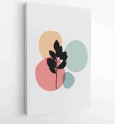 Botanical wall art vector set. Foliage line art drawing with abstract shape. 3 - Moderne schilderijen – Vertical – 1857714898 - 40-30 Vertical