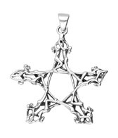 Zilveren Godinnen pentagram kettinghanger