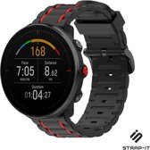 Siliconen Smartwatch bandje - Geschikt voor  Polar Ignite sport gesp band - zwart/rood - Strap-it Horlogeband / Polsband / Armband