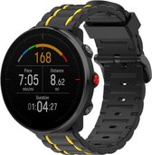 Siliconen Smartwatch bandje - Geschikt voor  Polar Unite sport gesp band - zwart/geel - Horlogeband / Polsband / Armband