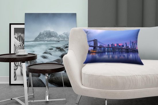 Sierkussen New York Luxury Deco pour l'intérieur - New York derrière le Bridge de Brooklyn - 50x30 cm - coussin intérieur rectangulaire en coton