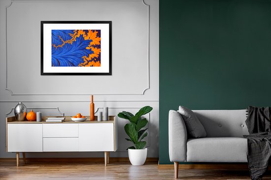 Fotolijst incl. Poster - Bladeren - Kunst - Psychedelisch - 80x60 cm - Posterlijst