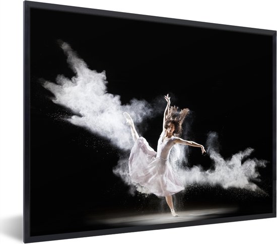 Fotolijst incl. Poster - Ballerina op een zwarte achtergrond - 40x30 cm - Posterlijst