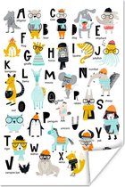 Poster Kinderillustratie van alle letters van het alfabet op een witte achtergrond - 80x120 cm