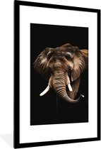 Fotolijst incl. Poster - Olifant - Zwart - Dieren - 80x120 cm - Posterlijst
