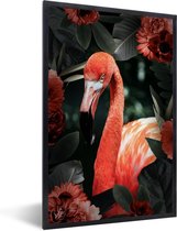 Fotolijst incl. Poster - Flamingo - Rood - Bloem - 20x30 cm - Posterlijst