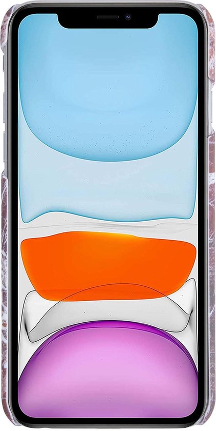 Coque iPhone 11 Marble Hardcover Fashion Case Sleeve - Coque iPhone 11 Marble Coque Rigide - Rouge x Wit