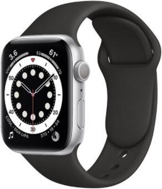 Geschikt voor Apple Watch 6 silicone band - zwart - Maat: 38 - 40mm - S/M |  bol.com