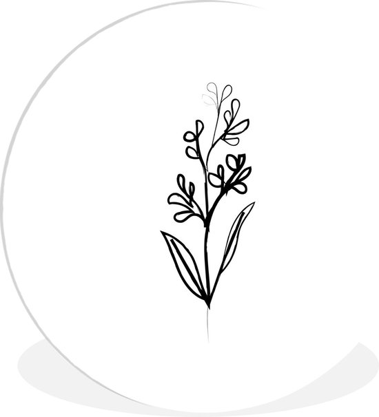 WallCircle - Wandcirkel ⌀ 90 - Line art - Abstract - Bloemen - Ronde schilderijen woonkamer - Wandbord rond - Muurdecoratie cirkel - Kamer decoratie binnen - Wanddecoratie muurcirkel - Woonaccessoires