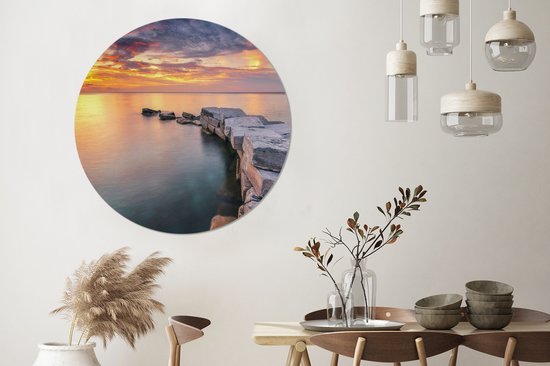 Chemin de pierre vers le mur de la mer autocollant papier peint cercle ⌀ 120 cm / cercle de papier peint / cercle mural / cercle vivant - auto-adhésif et découpe ronde