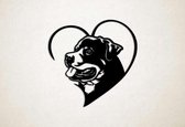 Wanddecoratie - Hond - Rottweiler 16 - L - 75x76cm - Zwart - muurdecoratie - Line Art