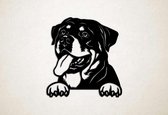 Wanddecoratie - Hond - Rottweiler 12 - L - 80x75cm - Zwart - muurdecoratie - Line Art