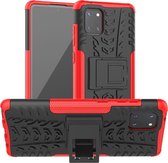 Voor Galaxy Note 10 Lite Tyre Texture Shockproof TPU + PC beschermhoes met houder (rood)